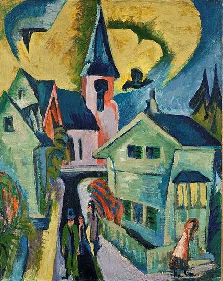 Ernst Ludwig Kirchner Konigstein with red church oil painting image